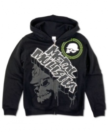 Indulge his tough guy attitude with Metal Mulisha's graphic fleece hoodie.