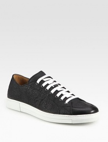 Low-top canvas lace-ups with allover gancini embroidery and contrast sole.Canvas upperLeather liningPadded insoleRubber soleMade in Italy