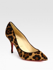 Leopard-print pony hair breathes life into this timeless point toe design. Self-covered heel, 3½ (90mm)Leopard-print pony hair upperLeather liningSignature red leather solePadded insoleMade in ItalyOUR FIT MODEL RECOMMENDS ordering one size up as this style runs small. 