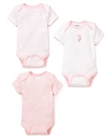 She'll dance her way to nap time in these adorable ballerina bodysuits, each adorned with unique accents and adorable detail.