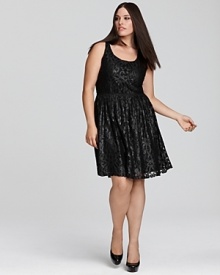 Luxe lace embellishes this pretty Love Ady dress, creating a ladylike update to the always-essential LBD.