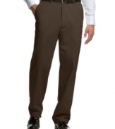 Lightweight and super comfortable, these flat front pants from Haggar makes a great choice any day of the week.