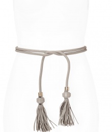 Cinch your look in style with this ultra-luxe tassel-detailed tie belt from Diane von Furstenburg- Long self-tie style, bead and tassel-detailed -Style with a slinky evening dress or tie around your favorite cardigan for an amped up day look