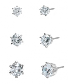 A little or a lot; you decide just how much you want to sparkle with this set of stud earrings by Monet. Cubic zirconia (4-6 mm) set in silvertone mixed metal.