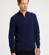 EXCLUSIVELY OURS. An incredibly soft pullover with everyday style shaped in fine cashmere with suede piping.Half-zip frontMock neck collarRibbed collar, cuffs and hemCashmereDry cleanImported