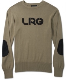 Add a bit of sophistication to your basic pullover sweater collection with this tweed elbow sweater by LRG.