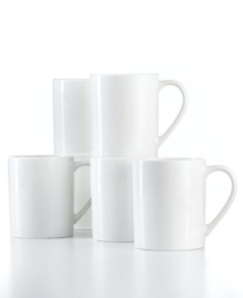 Modern basics in the form of white dinnerware. Gibson's White Elements mugs bring unparalleled versatility to your table in dishwasher- and microwave-safe porcelain.