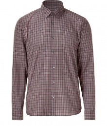 Stylish dress shirt in fine cotton - In a trendy plaid, looks cool, casual and smart - Modern, slim cut with full-length button placket and short spread collar - No chest pocket, so it works perfectly under  V-neck pullovers and cardigans - Works for the office and for leisure - Wear with a suit, jeans, khakis