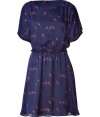 Stylish with just the right amount of whimsy, this Marc by Marc Jacobs dress brings springtime chic to any look - Bateau neck, short sleeves with ruffle cuffs, elasticized waist with ruffle, full skirt, all-over bird print - Style with platform pumps and a statement tote