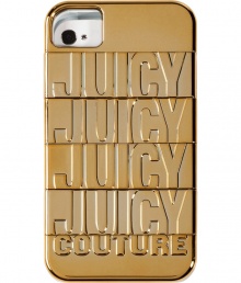 Snap a glamorous face onto your iPhone with Juicy Coutures metal-effect stacked logo cover - Fits 4/4S iPhones - Stash away in just as bold oversized printed totes