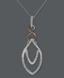 Highlight your neckline with just the right amount of shine. EFFY Collection's double drop pendant features a stunning cut-out design accented by round-cut diamonds (1/4 ct. t.w.). Crafted in 14k white gold with 14k rose gold accents. Approximate length: 18 inches. Approximate drop: 1-5/16 inches.