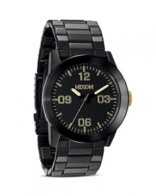 Make a commanding style-statement with this matte-black watch from Nixon. With a three hand Japanese dial and minimalist face, this ticker is as smart as it is sleek.