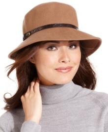 Let it pour; you'll stay covered with this trench coat hat from Nine West. Made from wool felt with a buckle accent at the band, it's the perfect companion -- rain or shine.