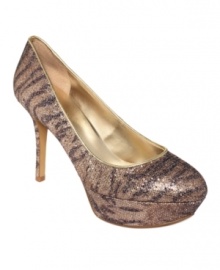 A sexy silhouette gets dressed up in awesome sparkles and the sultriest fabrics. The Mendoza platform pumps by Nine West are a definite must-have.