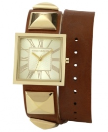 Double down on modern fashion with this studded watch from Vince Camuto.