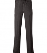 These relaxed yet refined Etro pants imbue your casual look with effortless style - Drawstring waist, pleating detail, lean leg, lightweight - Pair with a long sleeve tee and a blazer for workweek style or trainers and a polo for off-duty cool