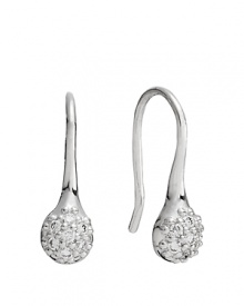 Pavé diamonds light up white gold drop earrings by PANDORA.