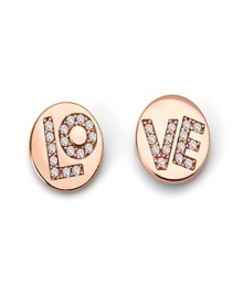 Two come together as one on this heartfelt pair of rose gold vermeil and sterling earrings from Crislu. Accented by delicate cubic zirconia stones, the discs spell L-O-V-E.