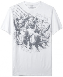 For the guy who believes in crushing, stomping, and flattening his opposition: The charging-rhinos Trampler tee from Ecko Unltd.