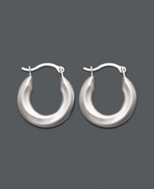 Timeless style with subtle versatility. Classic hoop earrings feature a small, polished tube design. Crafted in 14k white gold. Approximate diameter: 1/2 inch.