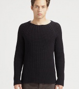 A chunky knit sweater with athletic appeal, thanks to raglan sleeves.Round neckRaglan sleevesPull-on style82% cotton/18% nylonMachine washImported