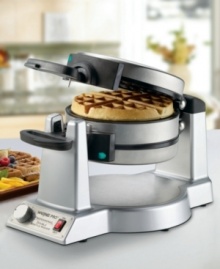 Why wait for waffles? Double your breakfast output with Waring's dual-sided Belgian waffle maker. It makes two thick, delicious waffles at the same time, baked to perfection with extra-deep 1 pockets that put more syrup and toppings in every bite. One-year limited warranty. Model WMK600.