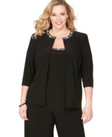 Coordinated separates from Alex Evenings create a versatile plus size look with understated glamour.