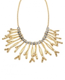 Branch out. Try something new with Alfani's statement-making bib necklace. Twisting branches in gold tone mixed metal sparkle with the addition of glass accents. Approximate length: 20 inches + 3-inch extender. Approximate drop: 2-1/2 inches.