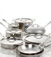 Cookware for true connoisseurs, this stunning set would feel at home in any of the world's best kitchens. A shining culinary achievement, this collection features innovative five-ply construction that combines the superior performance of copper with the cleaning ease of stainless steel. It's like rediscovering cooking all over again! Lifetime warranty.