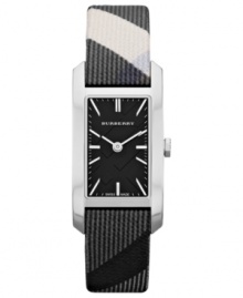 A classic check pattern graces this timepiece from British fashion house Burberry.