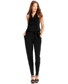 MICHAEL Michael Kors' halter-neck jumpsuit makes a sleek evening ensemble with its slim-fitting silhouette.