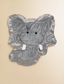 Snuggle up baby in this adorable blanket, made with luxuriously plush minky fabric, trimmed and backed with silky, charmeuse satin, an embroidered cheek-to-cheek smile and a plush embossed ribbon nose.Silky charmeuse satin trimAbout 30 X 36PolyesterMachine washImported