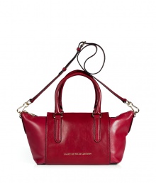 The satchel gets a modern update with this ultra-sleek version from Marc by Marc Jacobs - Medium-sized carryall shape, top zip closure, top carrying handles, convertible shoulder strap, glossy leather - Perfect for everyday use, work, or travel