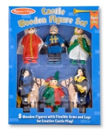 Prepare for a royal good time with this set of eight wooden play figures!