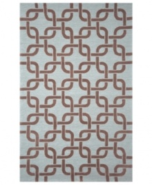 Chain-link chic! Liora Manne combines hand-hooking and hand-tufting techniques to achieve the rich, textural surface of this soft blue and driftwood brown indoor/outdoor rug from the Spello collection. UV stabilized to minimize fading, the elegant and durable rug is sure to please. Hose off for easy cleaning.