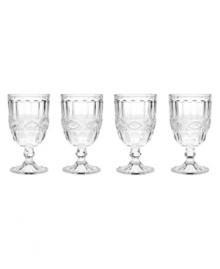 Past meets present. A beautiful scrolling pattern and fluted accents in heavy crystal make Modern Vintage Prosperity iced beverage glasses a standout addition to any table. From the Godinger drinkware collection.