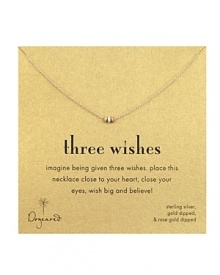 A wear-everywhere wish come true. Dogeared's delicate Three Wishes necklace with sterling silver, gold-dipped and gold rose-dipped miniature loops