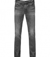 From Prps, purveyors of the ultimate must-have denim, these stylishly distressed jeans are the perfect pants for the seasons urbane-cool looks - Classic five-pocket styling, faded denim with whiskering, back logo tab at waist - Slim straight leg - Wear with a long sleeve henley, a leather jacket, and motorcycle boots