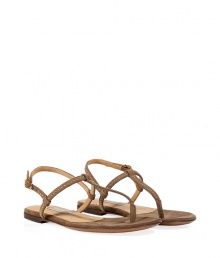 With their delicate studding and flattering strappy patterning, LAutre Choses suede flats are as versatile as they are chic - Gold-toned studded thong and straps, ankle strap with buckle closure - Flat - Wear with everything from sundresses to ankle jeans