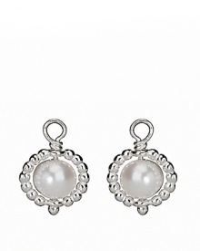 Sterling silver beaded hoops house lustrous freshwater pearls. Add these classically chic charms to your PANDORA french wire or hoop earrings for understated elegance.