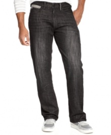 Bring some workman-like style to your denim look with these relaxed-fit utility jeans from Sean John.