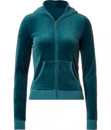 Sporty concord velvet zip hoodie with embellished back detail - Be casual and stylish in this velvet hoodie - Slim silhouette and fun embellished back logo - Style with slim jeans, a worn-in t-shirt, and ballet flats for updated basics