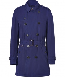 Invest in high style with this ultra-chic trench from Burberry London - Small spread collar, long sleeves with belted cuffs, epaulets, double-breasted, front button placket, belted waist - Fitted silhouette - Pair with slim trousers or jeans and a cashmere pullover