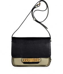 With a hint of 1960s sophistication, this ultra-chic day-to-night purse from Marc by Marc Jacobs will give your look an instant upgrade - Front flap with gold-toned logo chain closure, adjustable shoulder strap, internal pockets, back patch pocket - Wear with an elevated jeans-and-tee ensemble or with a casual cocktail look