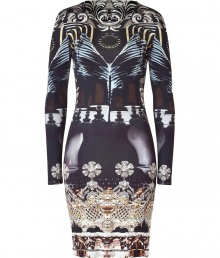 Add some bold style to your cocktail-ready style with this eye-catching printed silk dress from London It designer Mary Katrantzou - Round neck, long sleeves, fitted silhouette, all-over bold print - Style with sky-high platforms and an embellished clutch