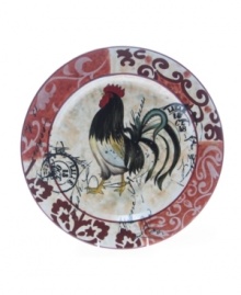 The vintage-inspired Lille Rooster platter layers bird, Baroque florals and letters from France in a shape for modern tables that's steeped in old-world charm. From Certified International's collection of serveware and serving dishes.