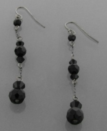 Dazzle them with these dangly earrings by Charter Club featuring jet black beads set in silvertone mixed metal. Approximate drop: 3 inches.