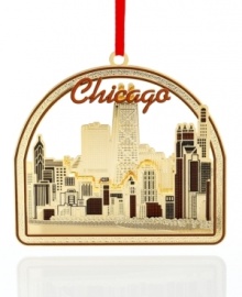 The impressive skyline of Chicago is depicted in this glittering Christmas ornament from ChemArt. Made of 24k gold-plated brass, it's a striking way to remember one of America's most important cities.