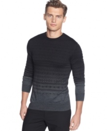 Fade to light with this fairisle pullover sweater by Calvin Klein.