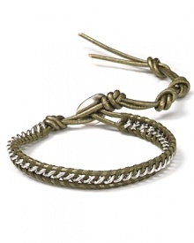 Designer Chan Luu takes eclectic accessorizing downtown with this leather and chain wrap bracelet. A cool contrast piece, it's sure to add an edge to your bracelet stack.